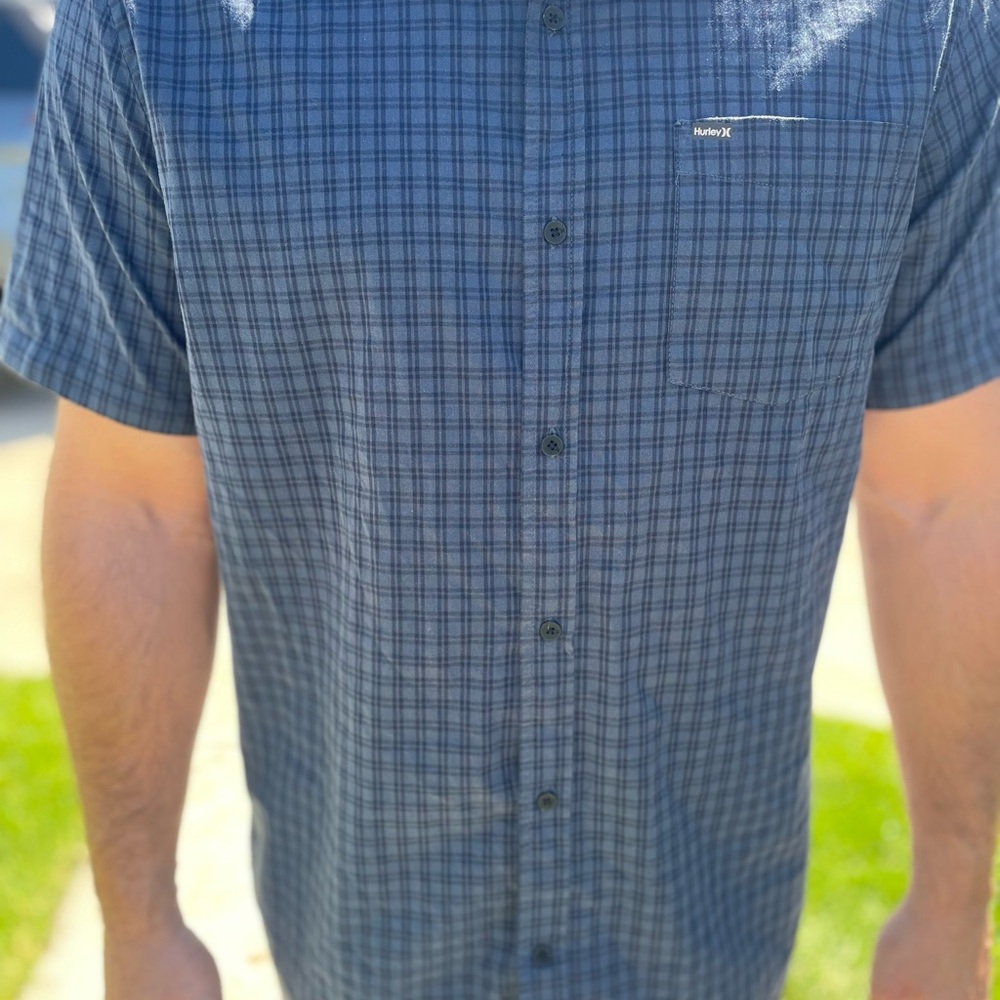 Hurley Navy Plaid Short Sleeve Shirt